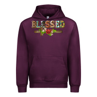 Mauve Wine blessed and floral cross Urban Hoodie - BarkalooDesign