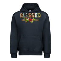 Navy blessed and floral cross Urban Hoodie - BarkalooDesign