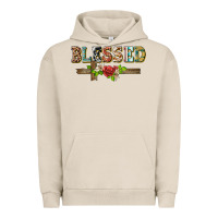 Pigment French Oak blessed and floral cross Urban Hoodie - BarkalooDesign