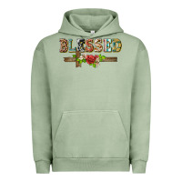 Pigment Oil Green blessed and floral cross Urban Hoodie - BarkalooDesign