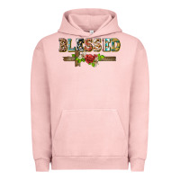 Pigment Salmon blessed and floral cross Urban Hoodie - BarkalooDesign