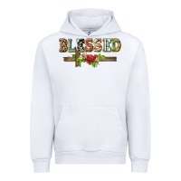 White blessed and floral cross Urban Hoodie - BarkalooDesign