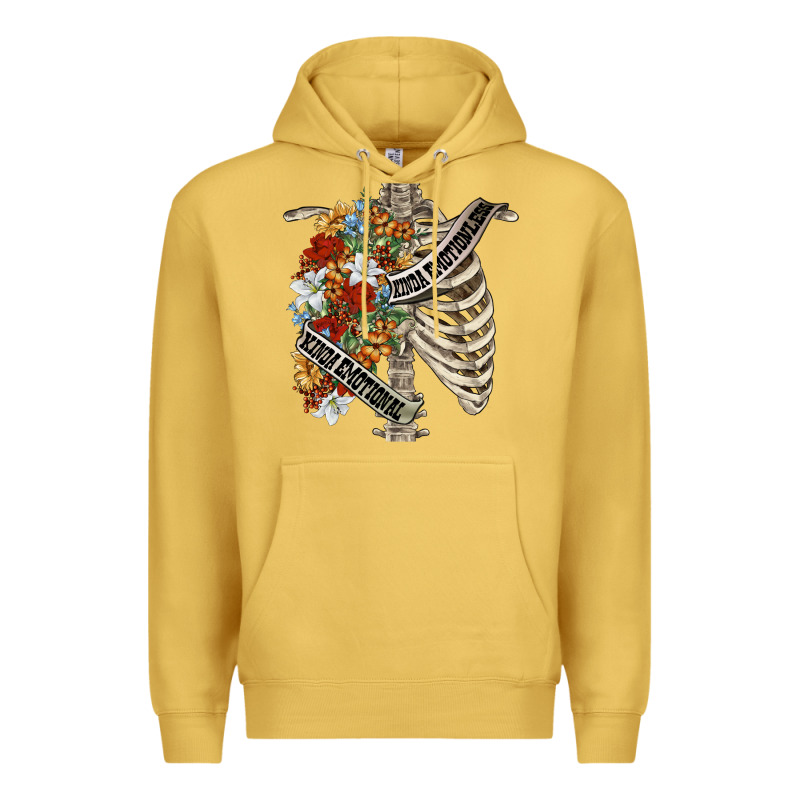 Kinda Emotionless Kinda Emotional Skeleton Chest Premium Hoodie by FaDigitalArtStudio | Teevron