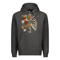 Charcoal Heather kinda emotionless kinda emotional skeleton chest Premium Hoodie - FaDigitalArtStudio
