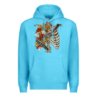 Ocean Blue kinda emotionless kinda emotional skeleton chest Premium Hoodie - FaDigitalArtStudio