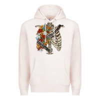 Pale Pink kinda emotionless kinda emotional skeleton chest Premium Hoodie - FaDigitalArtStudio