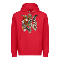 Red kinda emotionless kinda emotional skeleton chest Premium Hoodie - FaDigitalArtStudio