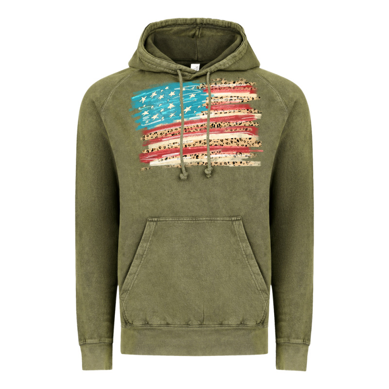 American Flag With Leopard Vintage Hoodie by HowdyJamesFarm | Teevron