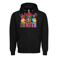Black Hello summer Gnome Zipper Hoodie - CowhideDigitalArt