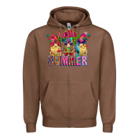 Chestnut Hello summer Gnome Zipper Hoodie - CowhideDigitalArt