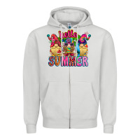 Dove Grey Hello summer Gnome Zipper Hoodie - CowhideDigitalArt