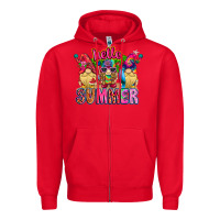 Red Hello summer Gnome Zipper Hoodie - CowhideDigitalArt