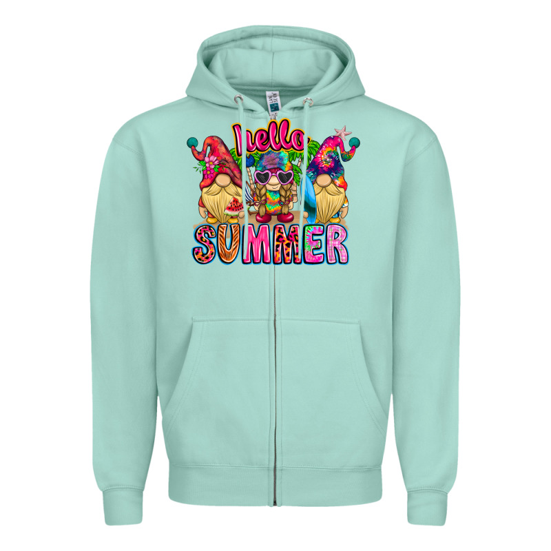 Hello Summer Gnome Zipper Hoodie by CowhideDigitalArt | Teevron
