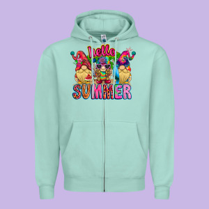 Hello Summer Gnome Zipper Hoodie Designed By Cowhidedigitalart