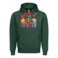 Sports Green Hello summer Gnome Zipper Hoodie - CowhideDigitalArt