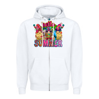 White Hello summer Gnome Zipper Hoodie - CowhideDigitalArt