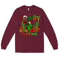 Burgundy howdy christmas with cactusses Long Sleeve Tee - CowGirlArtShop