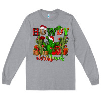 Heather Grey howdy christmas with cactusses Long Sleeve Tee - CowGirlArtShop