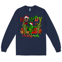 Navy howdy christmas with cactusses Long Sleeve Tee - CowGirlArtShop