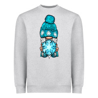 Heather Grey winter gnome with snowflake Heavyweight Sweatshirt - BundleAndBundleShop