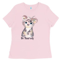 Bubblegum Pink tiger cute animals Ladies Tee - RanaPortraitStore