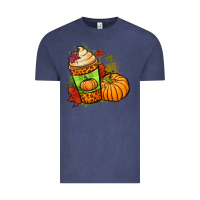 Vintage Denim Fall pumpkin coffee Vintage Tee - NancyCooperArtShop