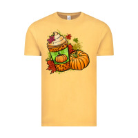 Vintage Mustard Fall pumpkin coffee Vintage Tee - NancyCooperArtShop