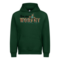 Forest Green you are worthy cross Urban Hoodie - BarkalooDesign