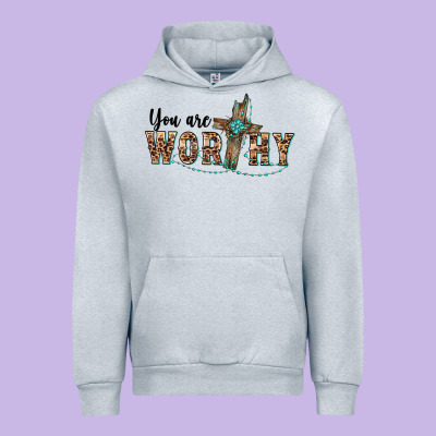 You Are Worthy Cross Urban Hoodie Designed By Barkaloodesign