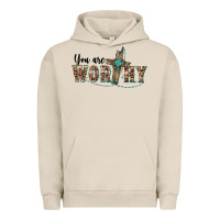 Pigment French Oak you are worthy cross Urban Hoodie - BarkalooDesign