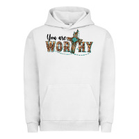 Pigment Lunar Rock you are worthy cross Urban Hoodie - BarkalooDesign