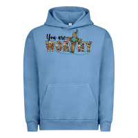 Pigment Pebble Blue you are worthy cross Urban Hoodie - BarkalooDesign
