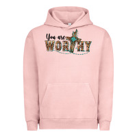 Pigment Salmon you are worthy cross Urban Hoodie - BarkalooDesign