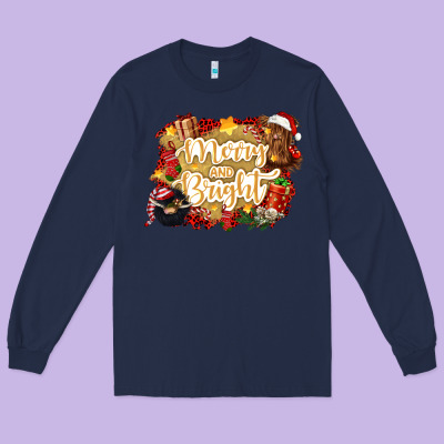 Merry And Bright Long Sleeve Tee Designed By Cowgirlartshop