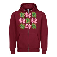 Burgundy clover bow Zipper Hoodie - CowhideDigitalArt