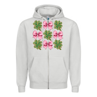 Dove Grey clover bow Zipper Hoodie - CowhideDigitalArt