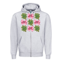Heather Grey clover bow Zipper Hoodie - CowhideDigitalArt