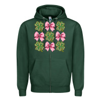 Sports Green clover bow Zipper Hoodie - CowhideDigitalArt