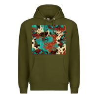 Army Green Serape Turquoise Glitter Cowhide  Tooled Leather  Tumbler Premium Hoodie - FaDigitalArtStudio