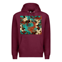 Burgundy Serape Turquoise Glitter Cowhide  Tooled Leather  Tumbler Premium Hoodie - FaDigitalArtStudio