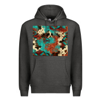 Charcoal Heather Serape Turquoise Glitter Cowhide  Tooled Leather  Tumbler Premium Hoodie - FaDigitalArtStudio