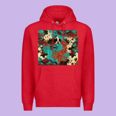 Serape Turquoise Glitter Cowhide  Tooled Leather  Tumbler Premium Hoodie Designed By Fadigitalartstudio