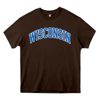 Chocolate Brown wisconsin blue Heavy Core Tee - lanVoArt