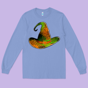 Leopard Witch Hat Long Sleeve Tee Designed By Jasminsmagicworld