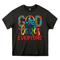 Asphalt Lgbtq God Loves Everyone With Unicorn Heavy Core Tee - BundleAndBundleShop