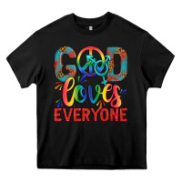 Black Lgbtq God Loves Everyone With Unicorn Heavy Core Tee - BundleAndBundleShop