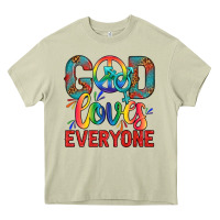Mossy Lgbtq God Loves Everyone With Unicorn Heavy Core Tee - BundleAndBundleShop