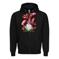 Black American Football Gnome Zipper Hoodie - CowhideDigitalArt