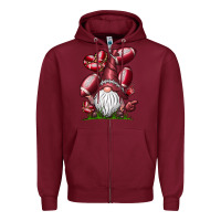 Burgundy American Football Gnome Zipper Hoodie - CowhideDigitalArt