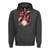 Charcoal Heather American Football Gnome Zipper Hoodie - CowhideDigitalArt